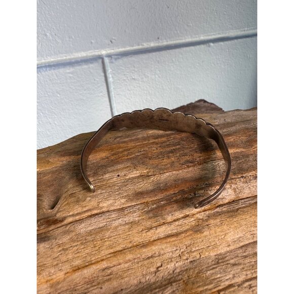 Vintage Sterling Silver Cuff Bracelet With Turquoise Intricate Design - Picture 3 of 7